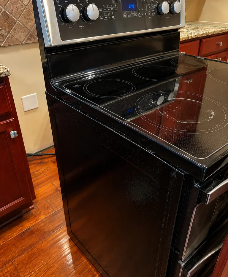 After cleaning: polished kitchen range